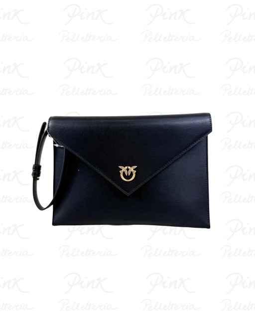 PINKO Flat Purse Handle Vitello Seta 104820-A0F1-Z99Q Nero-Antique Gold