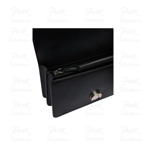 PINKO Love One Mini Vitello Seta 105856-A0F1-Z99O Nero/Old Silver - immagine 3
