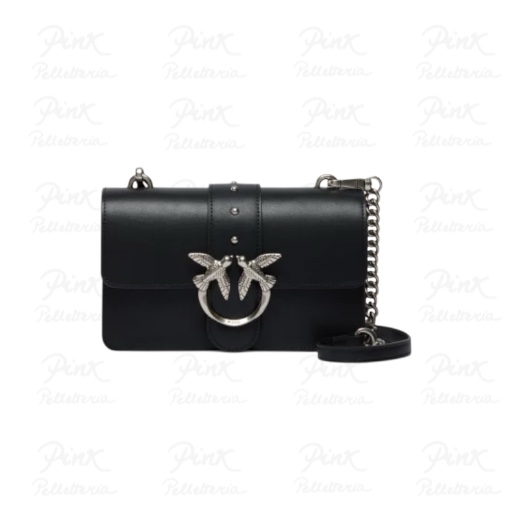 PINKO Love One Mini Vitello Seta 105856-A0F1-Z99O Nero/Old Silver