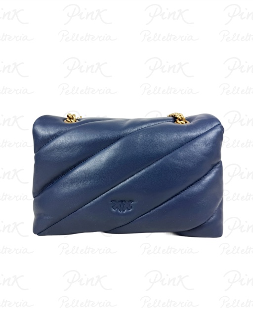 PINKO Love Puff Classic cl Sheep Nappa Trapuntata 100038-A0F2-G08Q Blu Indaco Ombroso-Antique Gold