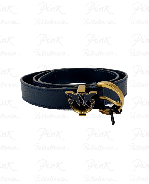 PINKO Tamboril H2,5 Belt Pelle Bottolata 102820-A158-G08Q Blu Indaco Ombroso-Antique Gold