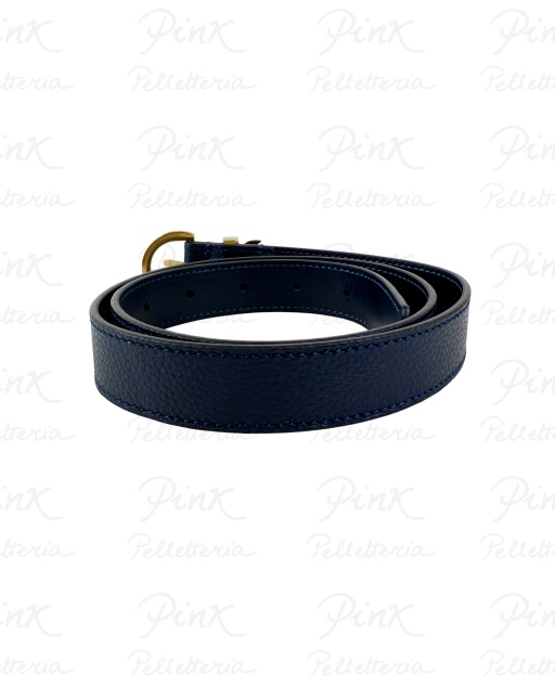PINKO Tamboril H2,5 Belt Pelle Bottolata 102820-A158-G08Q Blu Indaco Ombroso-Antique Gold