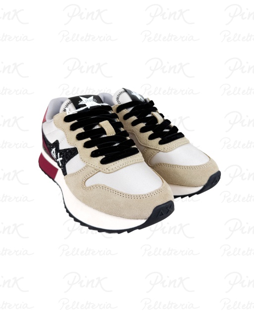 SUN68 Stargirl Glitter Logo Sneaker Donna BZ45217 1635 BeigeBordeaux