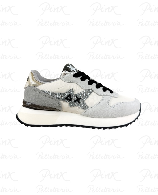 SUN68 Stargirl Glitter Logo Sneaker Donna BZ45217 31 Bianco Panna