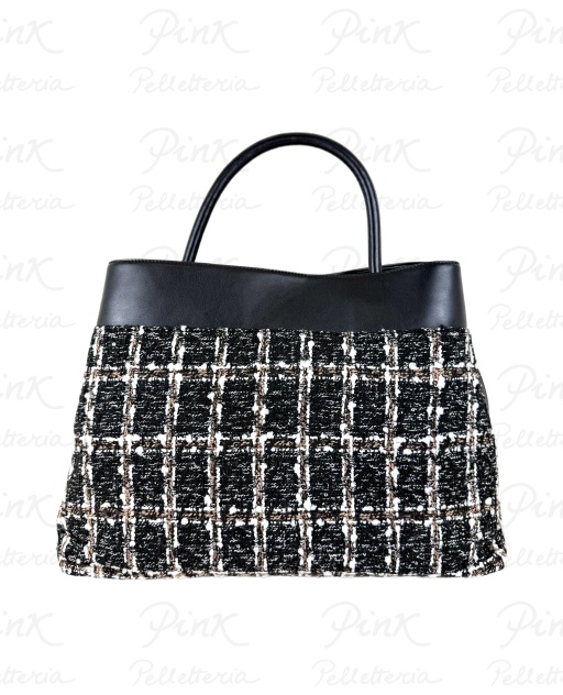 TWINSET Fabric Lock Top Handle Jacquard 252TD8270-S21033-04253 NeveNero