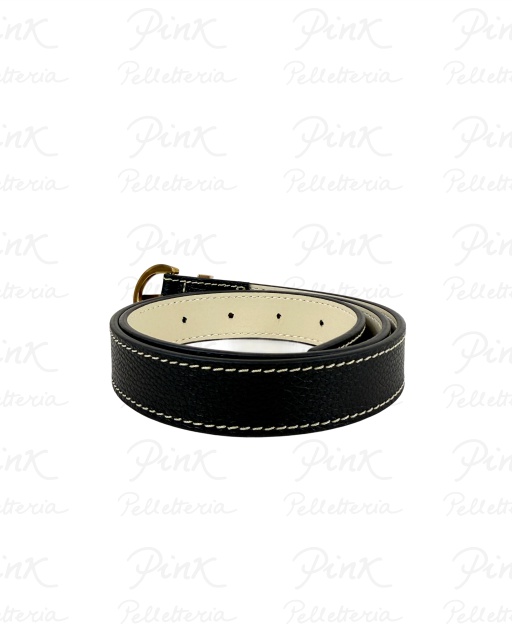 PINKO Tamboril H2,5 Belt Pelle Bottolata 102820-A158-Z99Q Nero-Antique Gold