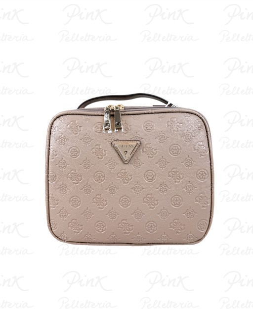 GUESS Wilder Cosmetic Organizer Case TWDP7452045 DKO Dark Taupe Logo