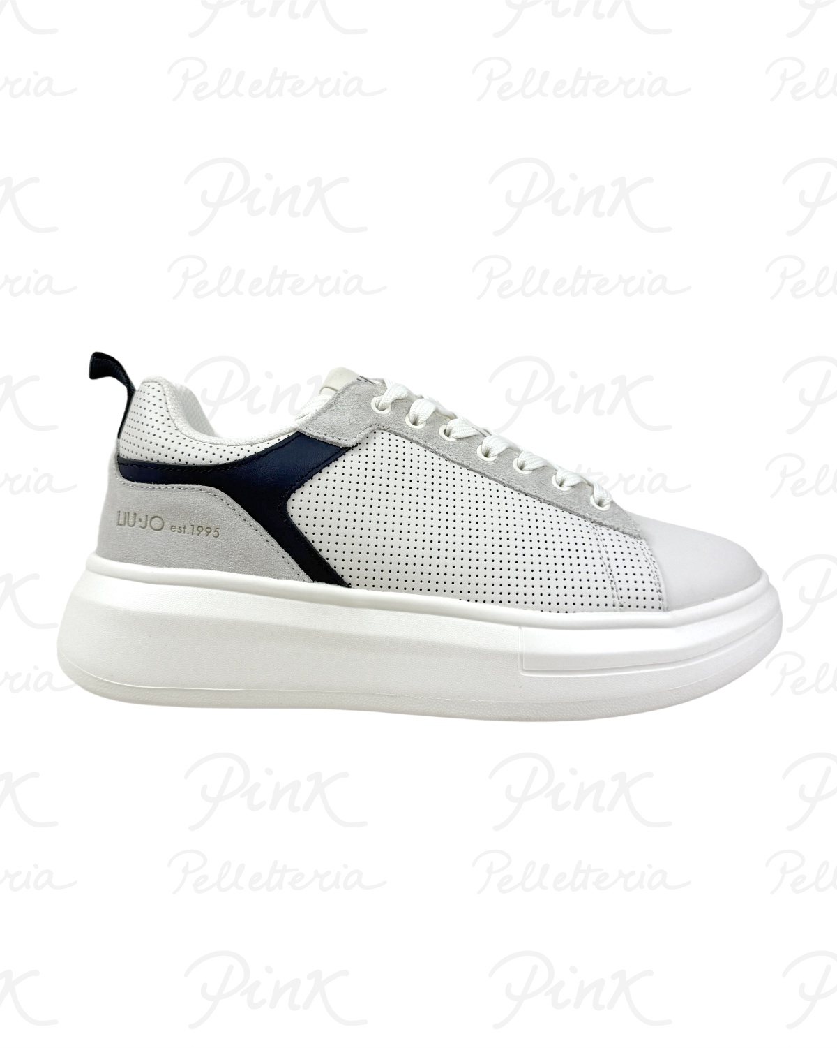 LIU JO Man Big 05 Sneaker Cow SuedePerforated Calf Leather 7B6001PX355S3703 MilkBlue