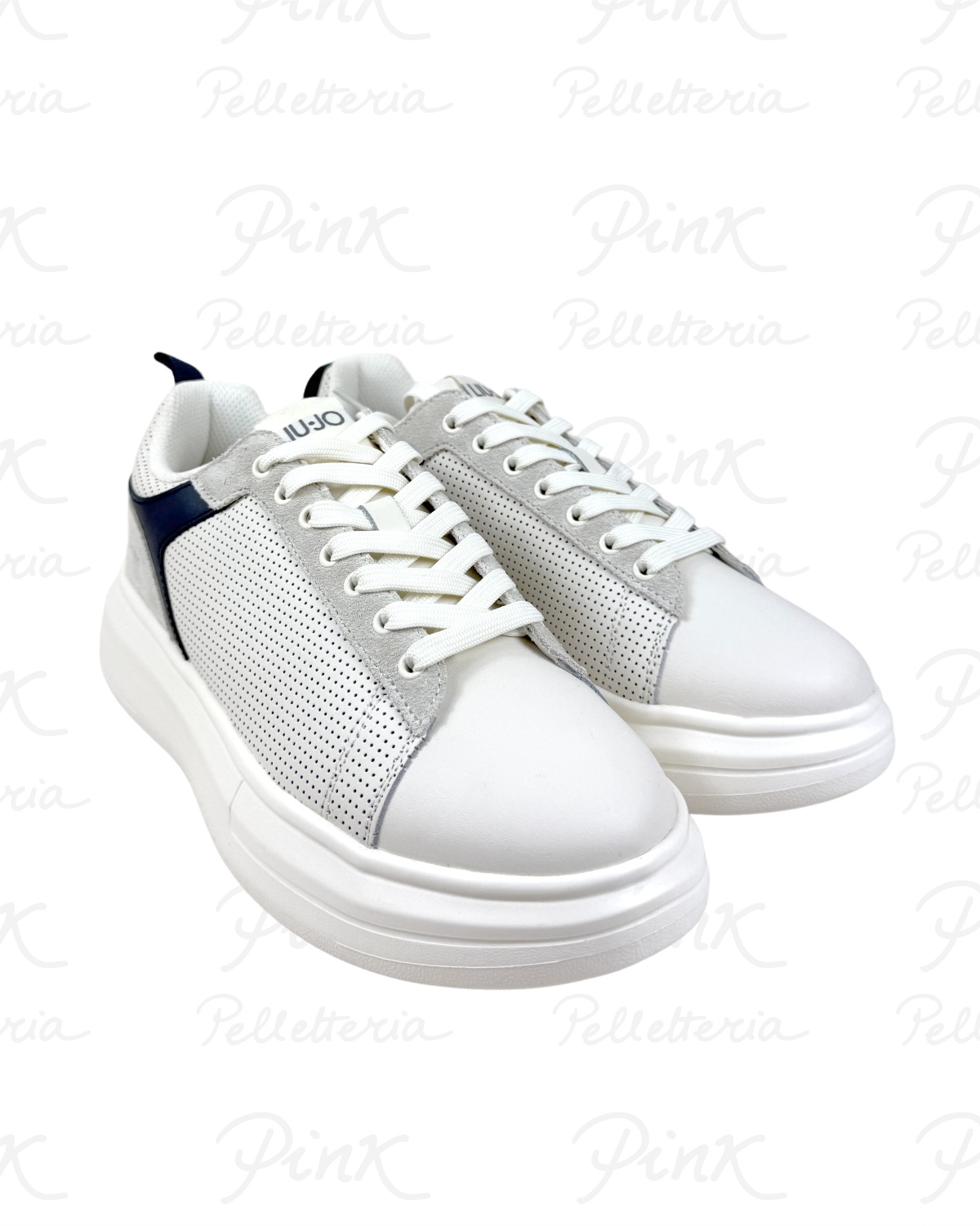 LIU JO Man Big 05 Sneaker Cow SuedePerforated Calf Leather 7B6001PX355S3703 MilkBlue