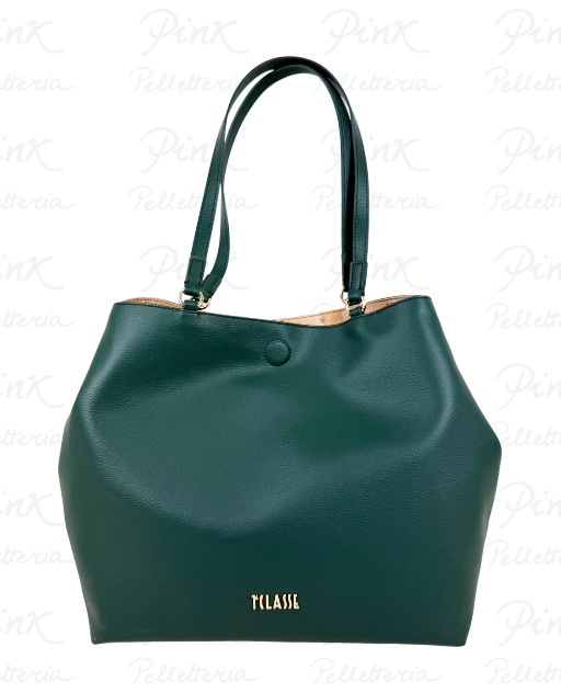 ALVIERO MARTINI PRIMA CLASSE Soft Twist Shopper Reversibile LE28 9729 0617 Verde Bottiglia