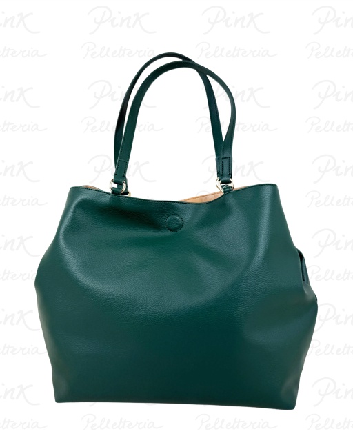 ALVIERO MARTINI PRIMA CLASSE Soft Twist Shopper Reversibile LE28 9729 0617 Verde Bottiglia