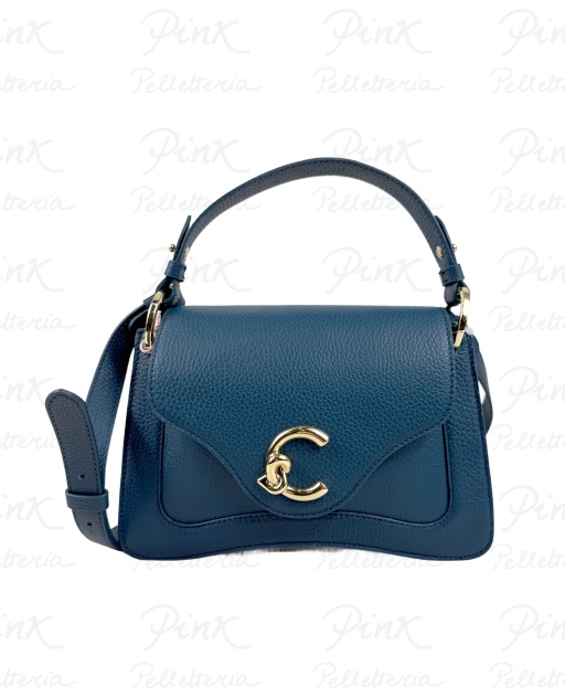 COCCINELLE C-Me Top Handle Media in Pelle E1SSL180201 B27 Deep Blue