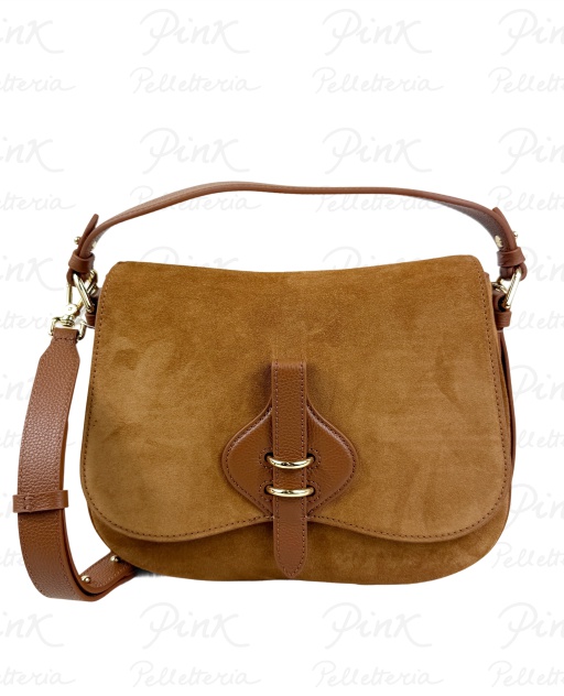 COCCINELLE Mavery Suede Tracola cPatta Media E1U7H180101 W11 CognacCognac