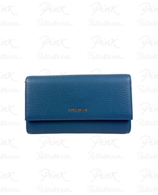 COCCINELLE Metallic Soft Portafoglio Doppio E2MW5118501 B27 Deep Blue