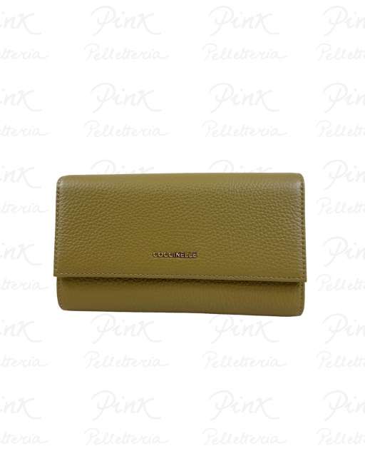 COCCINELLE Metallic Soft Portafoglio Doppio E2MW5118501 G43 Seagrass