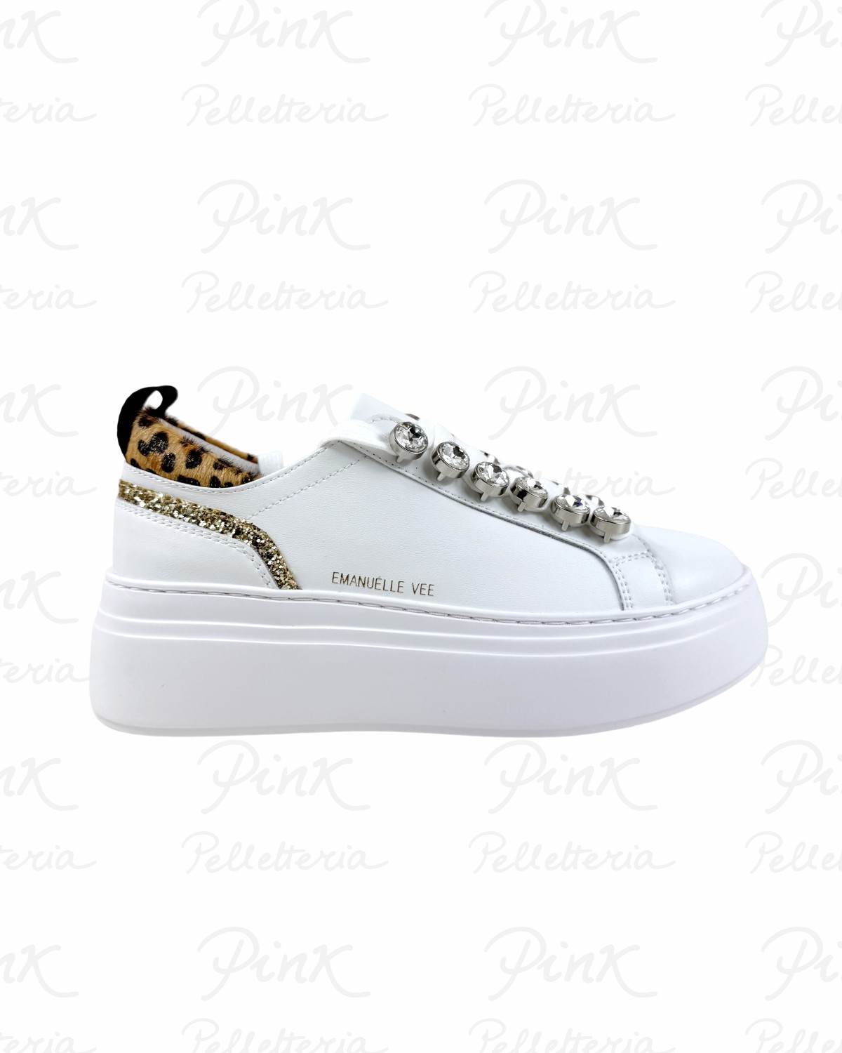 EMANUELLE VEE Bice Sneaker Strass Pelle 461P-901-13-P003 White/Animalier