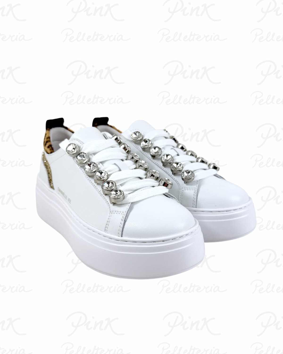 EMANUELLE VEE Bice Sneaker Strass Pelle 461P-901-13-P003 White/Animalier