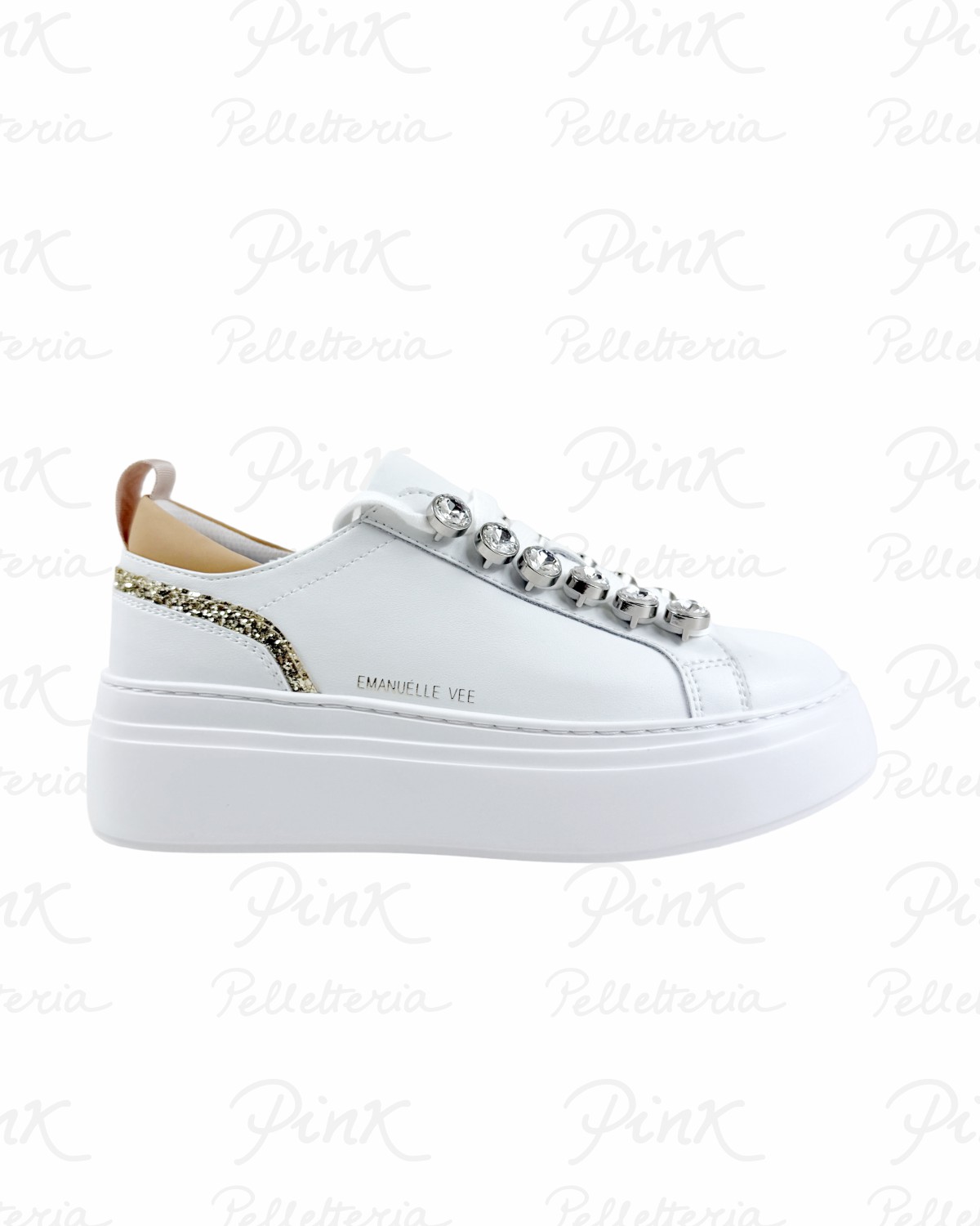 EMANUELLE VEE Bice Sneaker Strass Pelle 461P-901-13-P003 WhiteGold