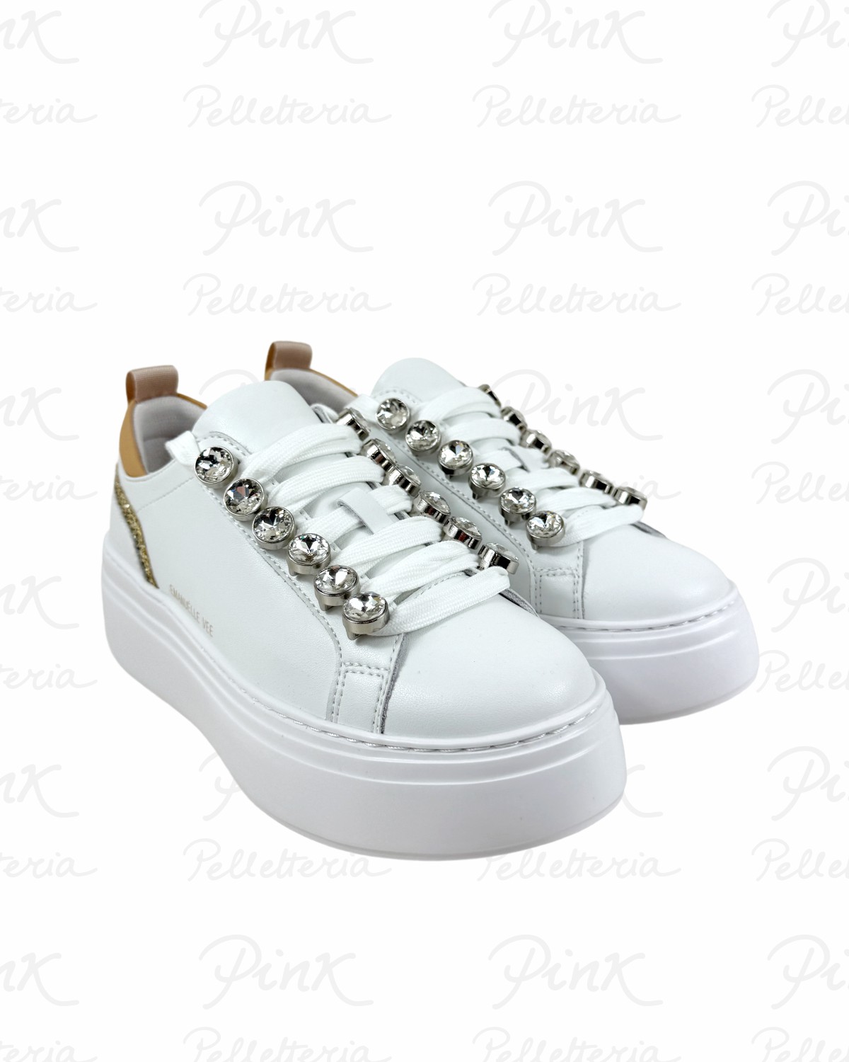 EMANUELLE VEE Bice Sneaker Strass Pelle 461P-901-13-P003 WhiteGold