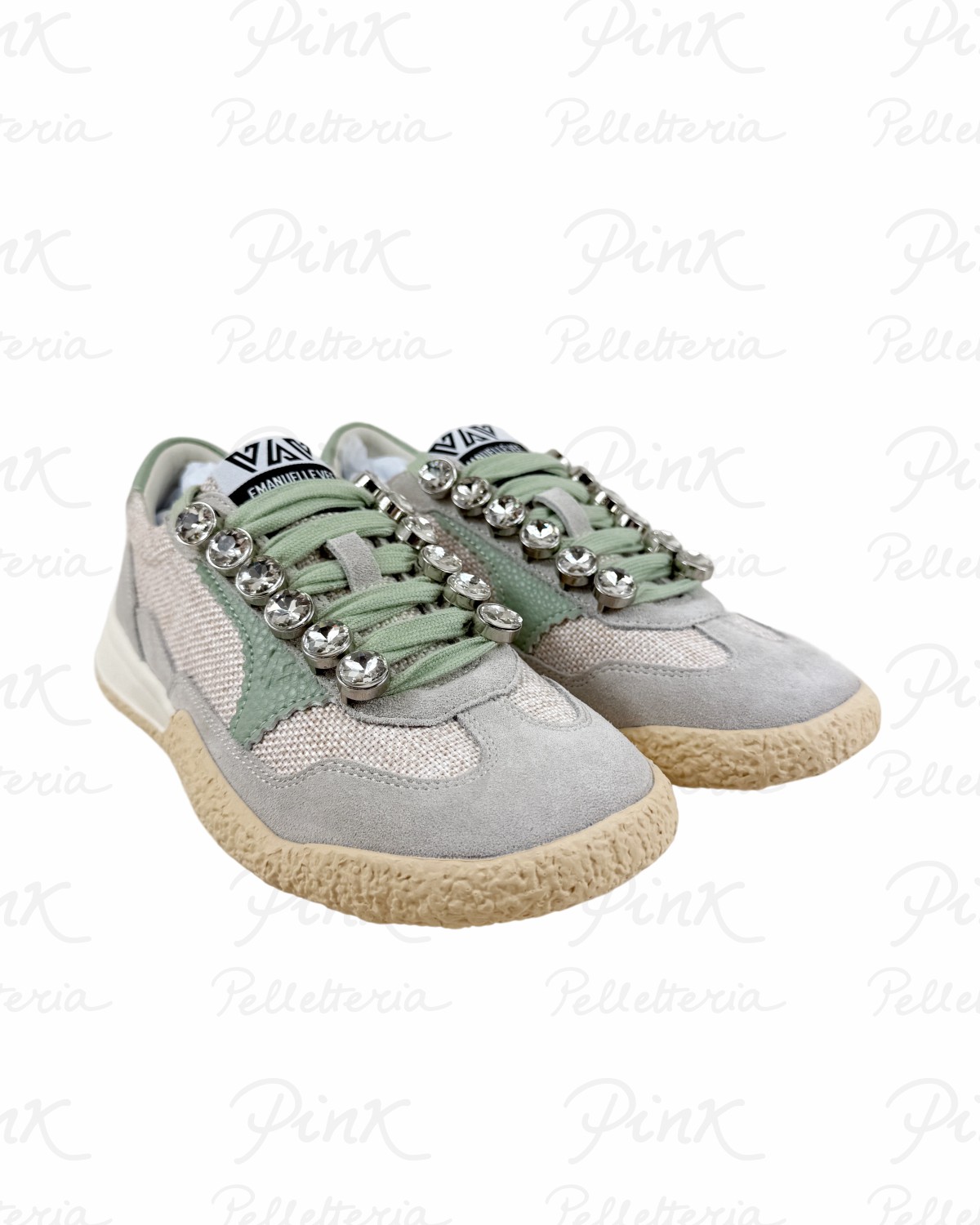 EMANUELLE VEE Hope Sneaker Strass Crosta + Rafia 461P-903-11-P011RA Multi Ivory