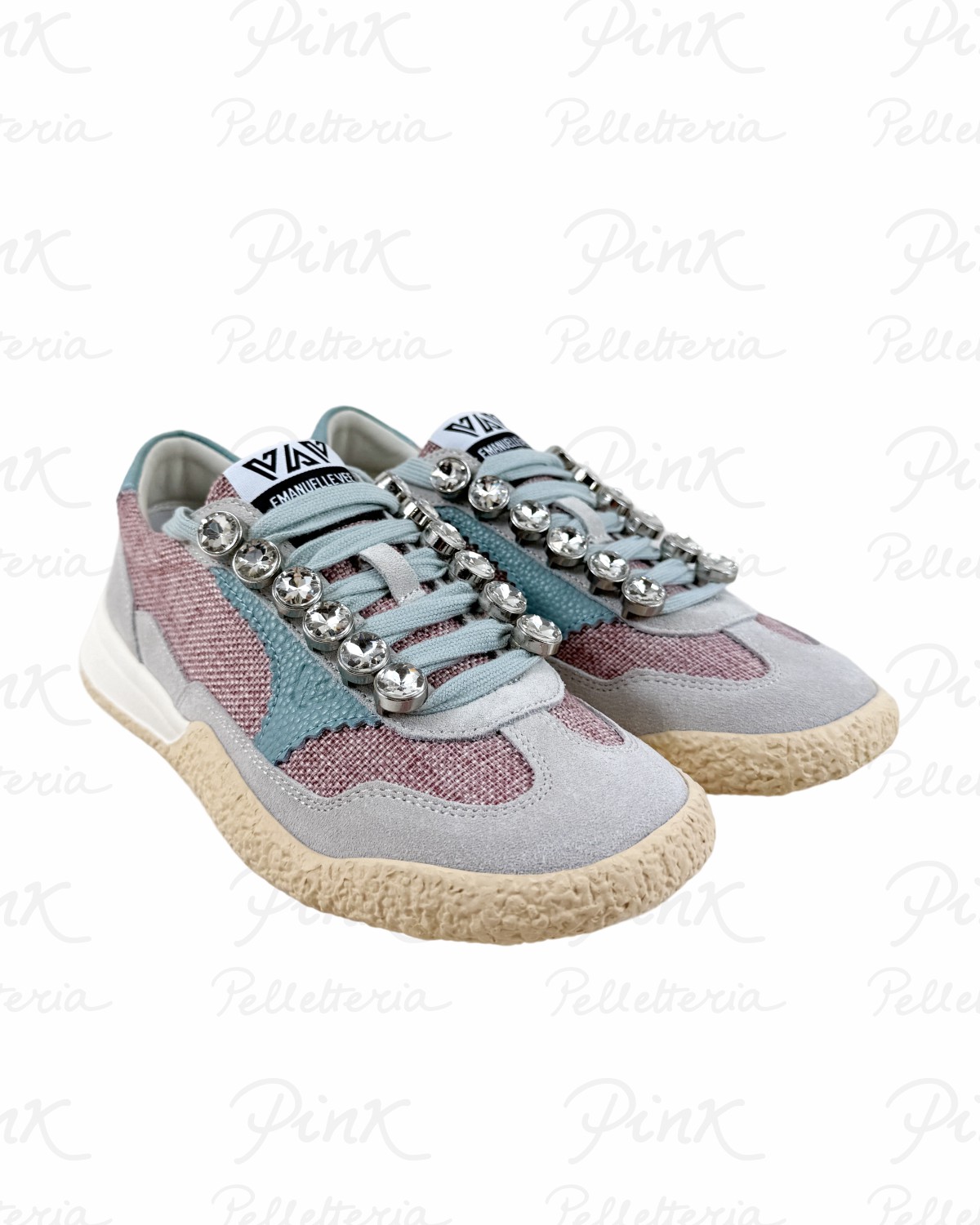 EMANUELLE VEE Hope Sneaker Strass Crosta + Rafia 461P-903-11-P011RA Multi Pink
