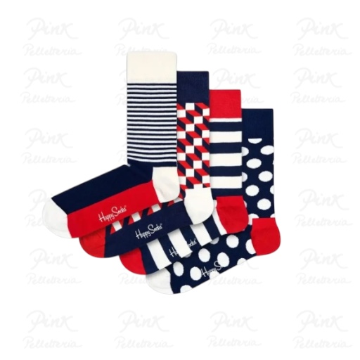 HAPPY SOCKS 4 Pack Navy Socks Gift Set 41-46 XBD09 6002
