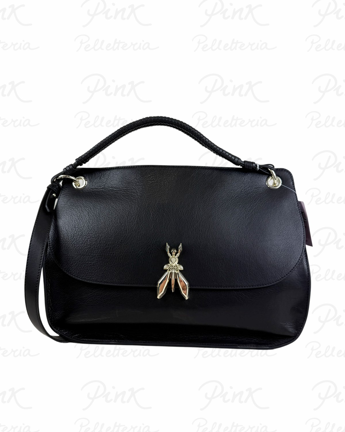 PATRIZIA PEPE Borsa cPatta Manico Intreccio L in Pelle 8B0313 L162 K103 Nero