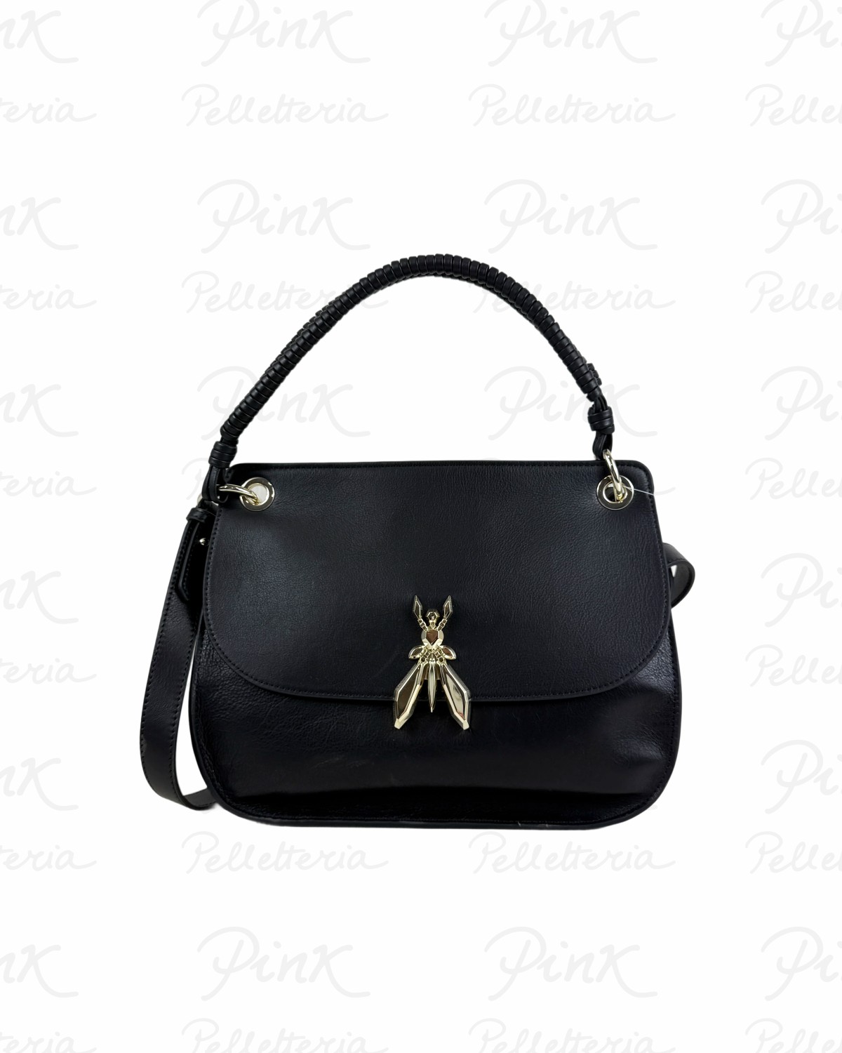 PATRIZIA PEPE Borsa cPatta Manico Intreccio M in Pelle 8B0312 L162 K103 Nero