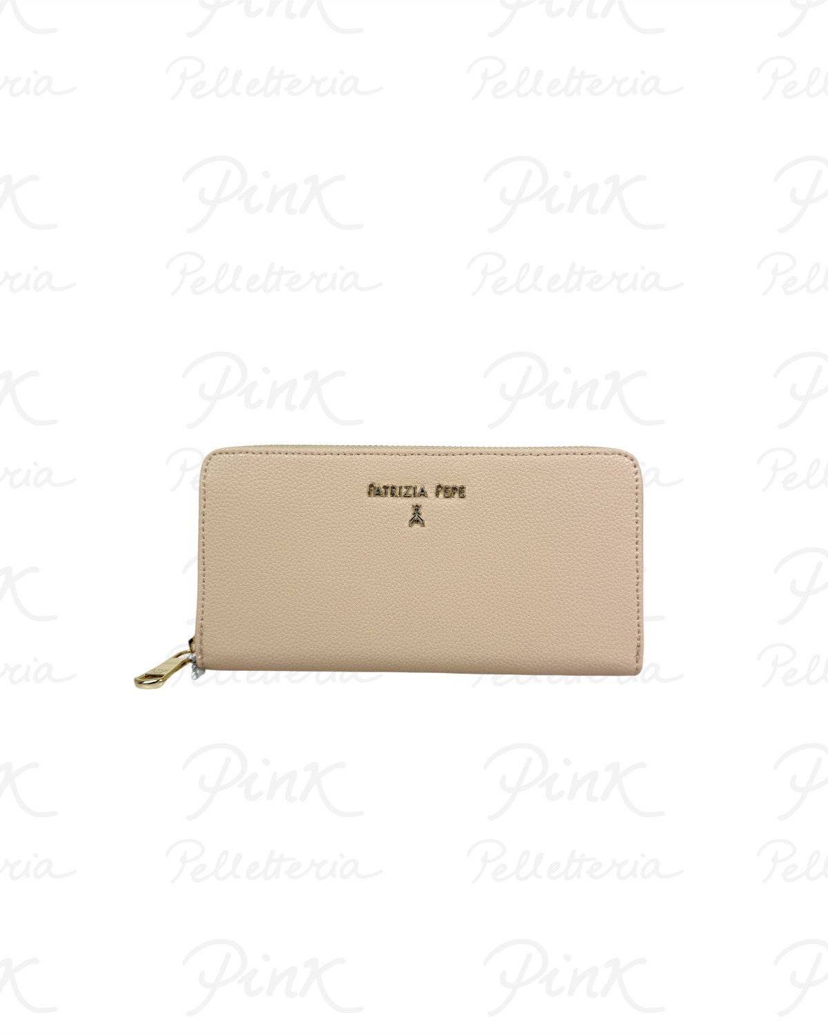 PATRIZIA PEPE Lettering Portafoglio Zip Around Pelle Martellato CQ4879 L001 R874 Warm Skin