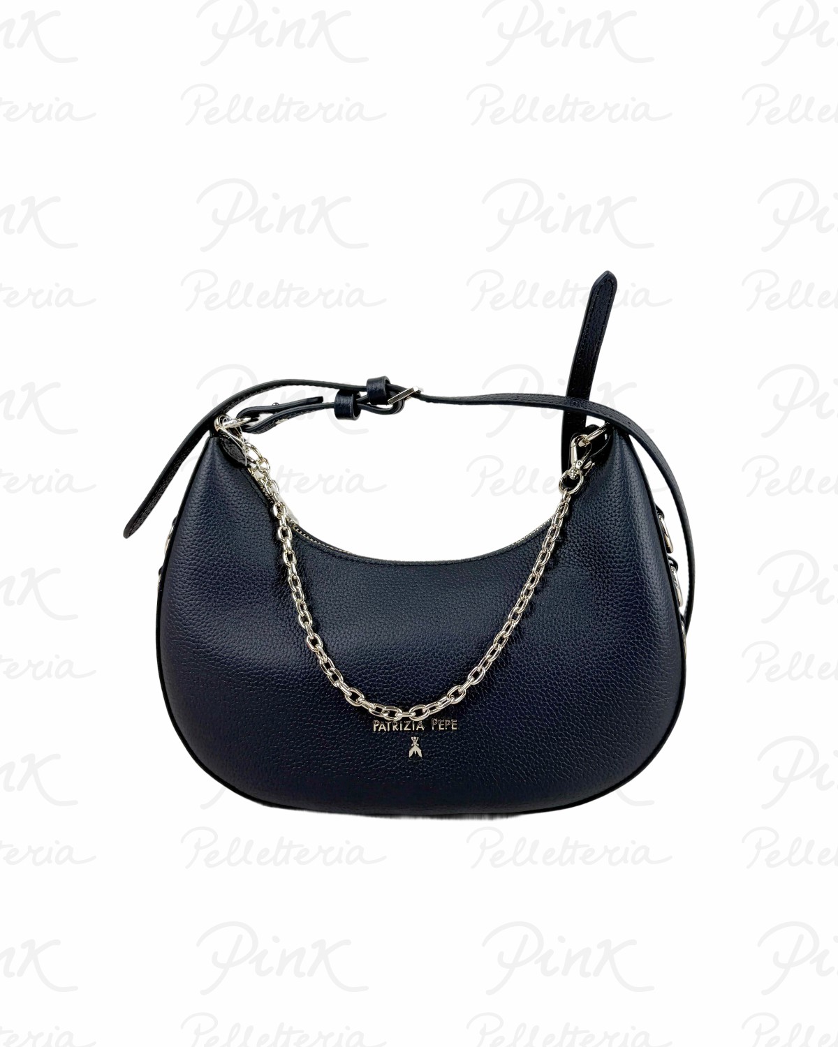 PATRIZIA PEPE Luna Bag Media in Pelle 8B0310 L001 K103 Nero