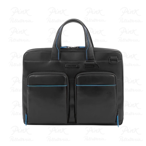 PIQUADRO Cartellina Sottile in Pelle 2 Manici con Pc 14,00" CA6105B2V/N Nero