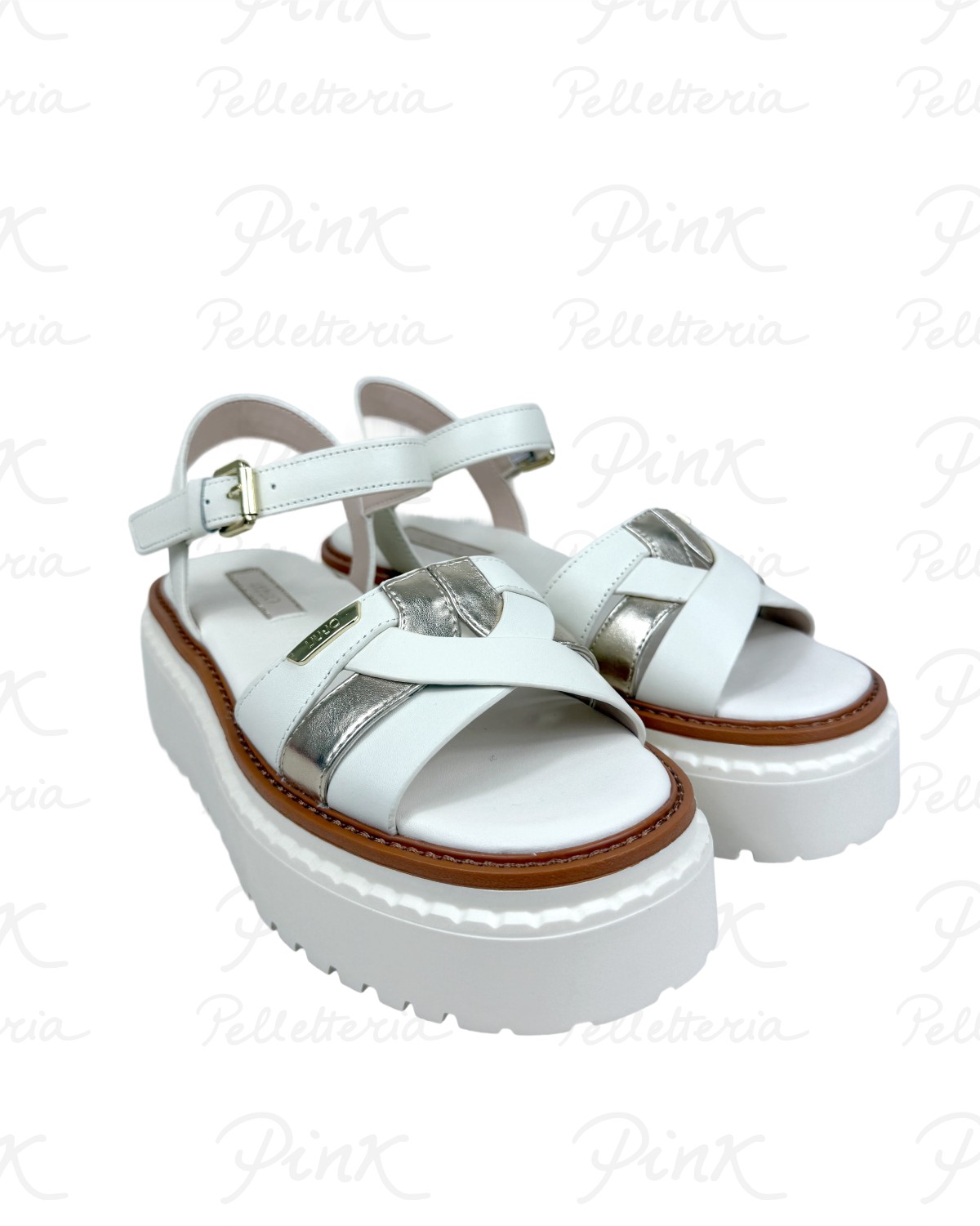 LIU JO Bessie 01 Sandal Calf LeatherMetallic SA6159PX026S1874 MilkLight Gold