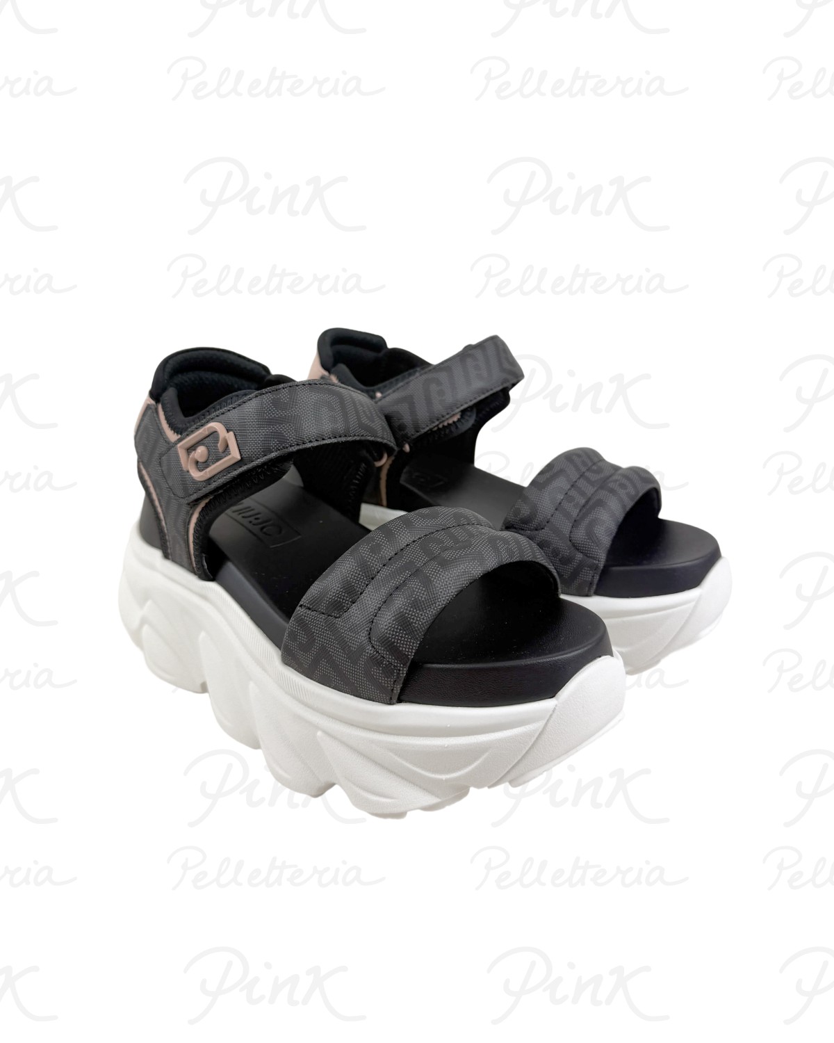 LIU JO Steffy 01 Sandal Monogram Saffiano BA6083EX339S1007 BlackNude