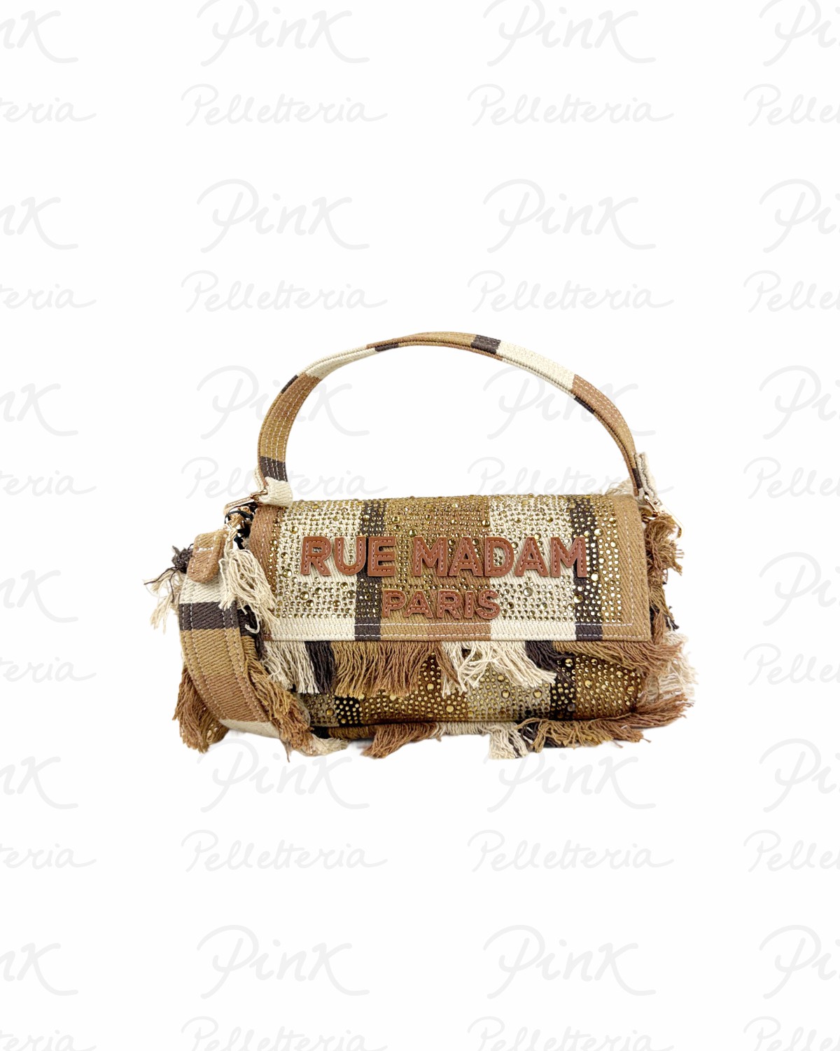 RUE MADAM PARIS Casablanca Shoulder Bag Stripes 1530 Brown