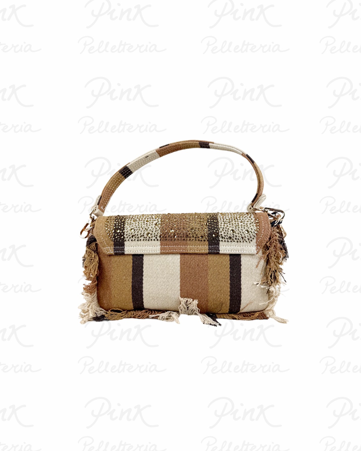 RUE MADAM PARIS Casablanca Shoulder Bag Stripes 1530 Brown