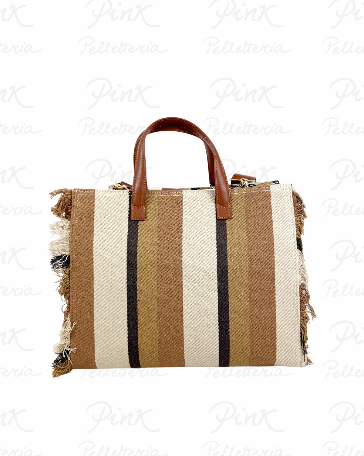 RUE MADAM PARIS Casablanca Tote Bag Stripes 1528 Brown