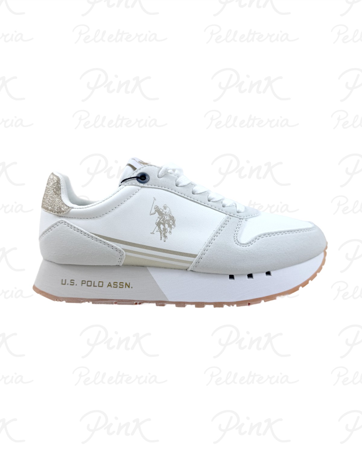 U.S. POLO ASSN. Deni Sneaker Woman DENI004W6YH1 WHI-GOL02 Bianco Oro