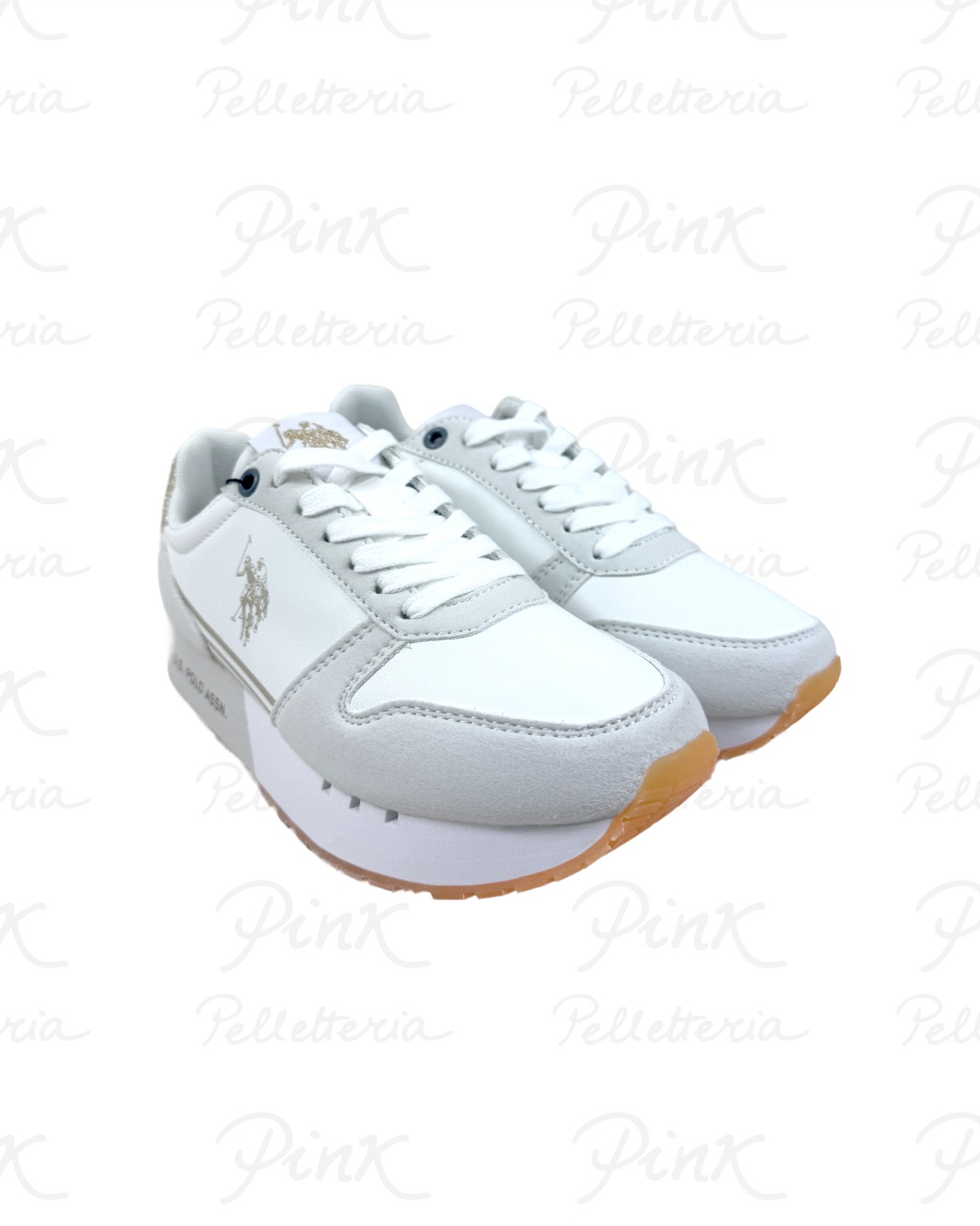 U.S. POLO ASSN. Deni Sneaker Woman DENI004W6YH1 WHI-GOL02 Bianco Oro