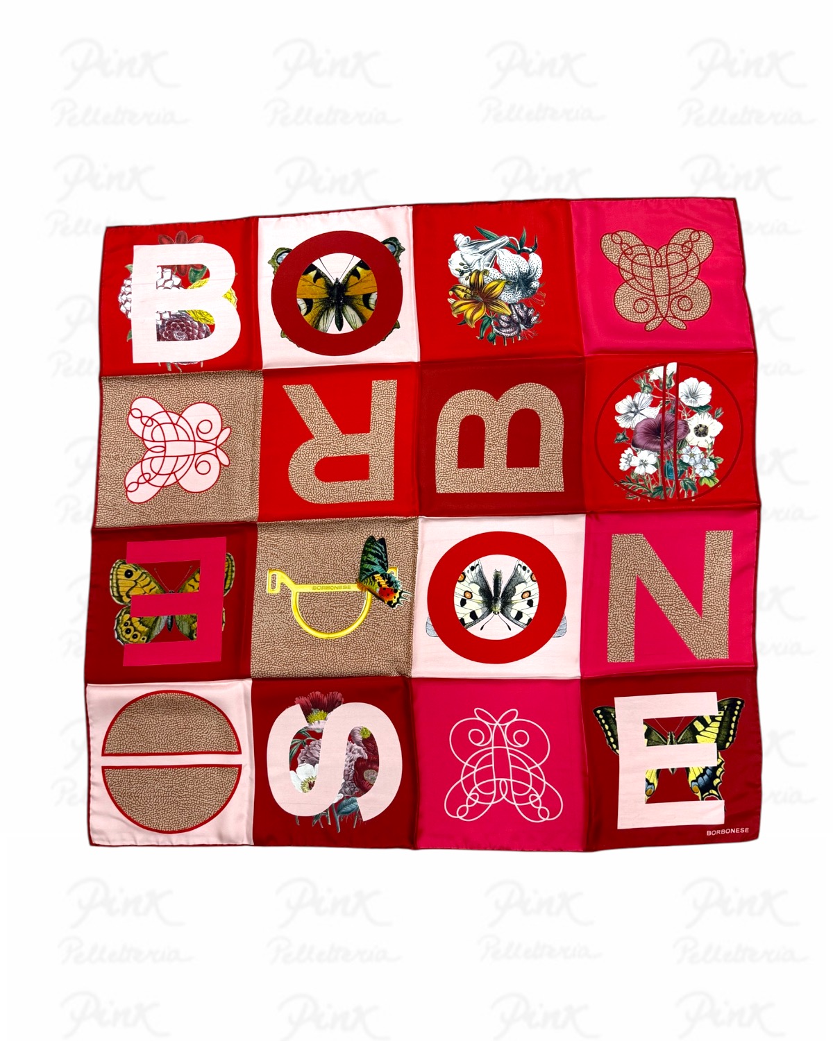 BORBONESE Foulard Color Block 6DA0630016 538 Quarzo/Magenta