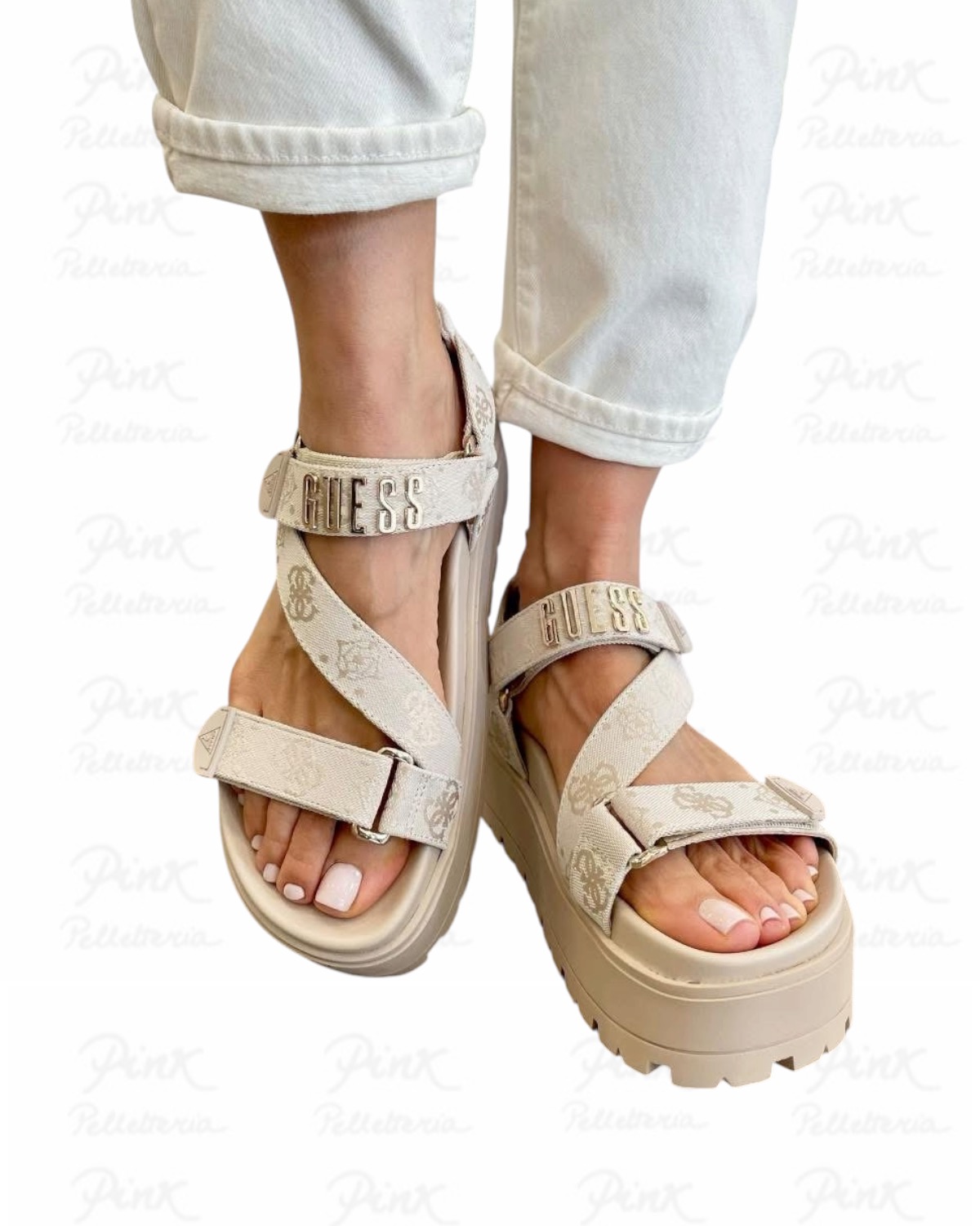 GUESS .Fetta Sandalo Strap + Incroci FLJFTTFAL03 CREAM Cream - immagine 4