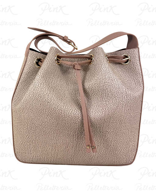 BORBONESE Maree Borsa Secchiello Medium Tela pvc st. SoftVitello 910100580098 031 Mushroom