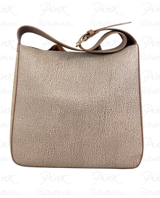 BORBONESE Maree Borsa Secchiello Medium Tela pvc st. SoftVitello 910100580098 031 Mushroom