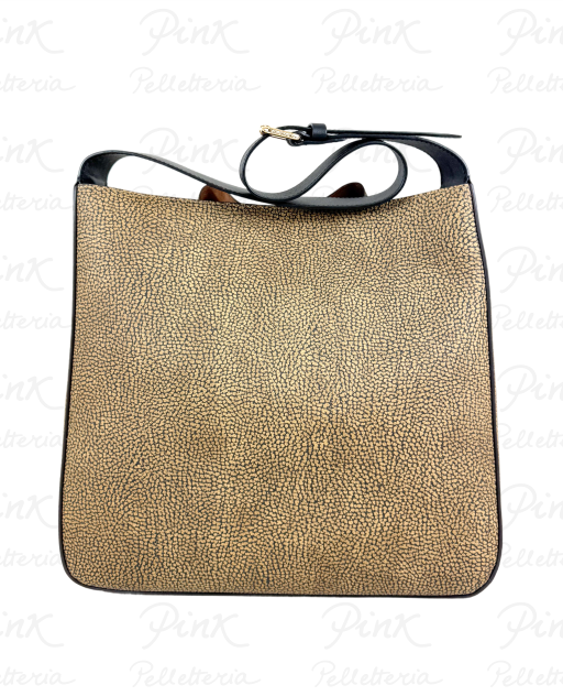 BORBONESE Maree Borsa Secchiello Medium Tela pvc st. SoftVitello 910100580098 311 Op NaturaleNero