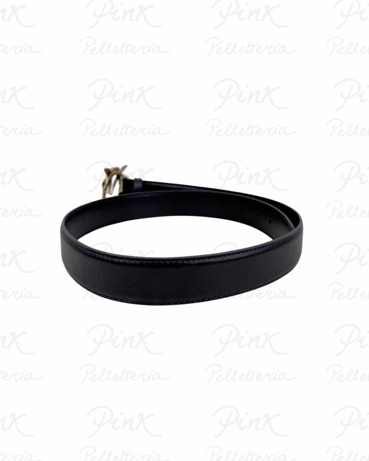 PINKO Love Berry H3 Belt Vitello Seta 100125-A0F1-Z99Q Black fibbia Oro