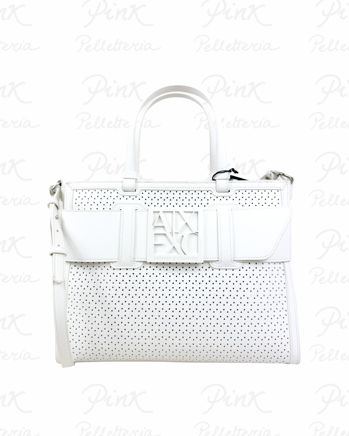 ARMANI EXCHANGE Susy Laser Cut Big Tote Woman XW000920-AF22626-U0011 Off White