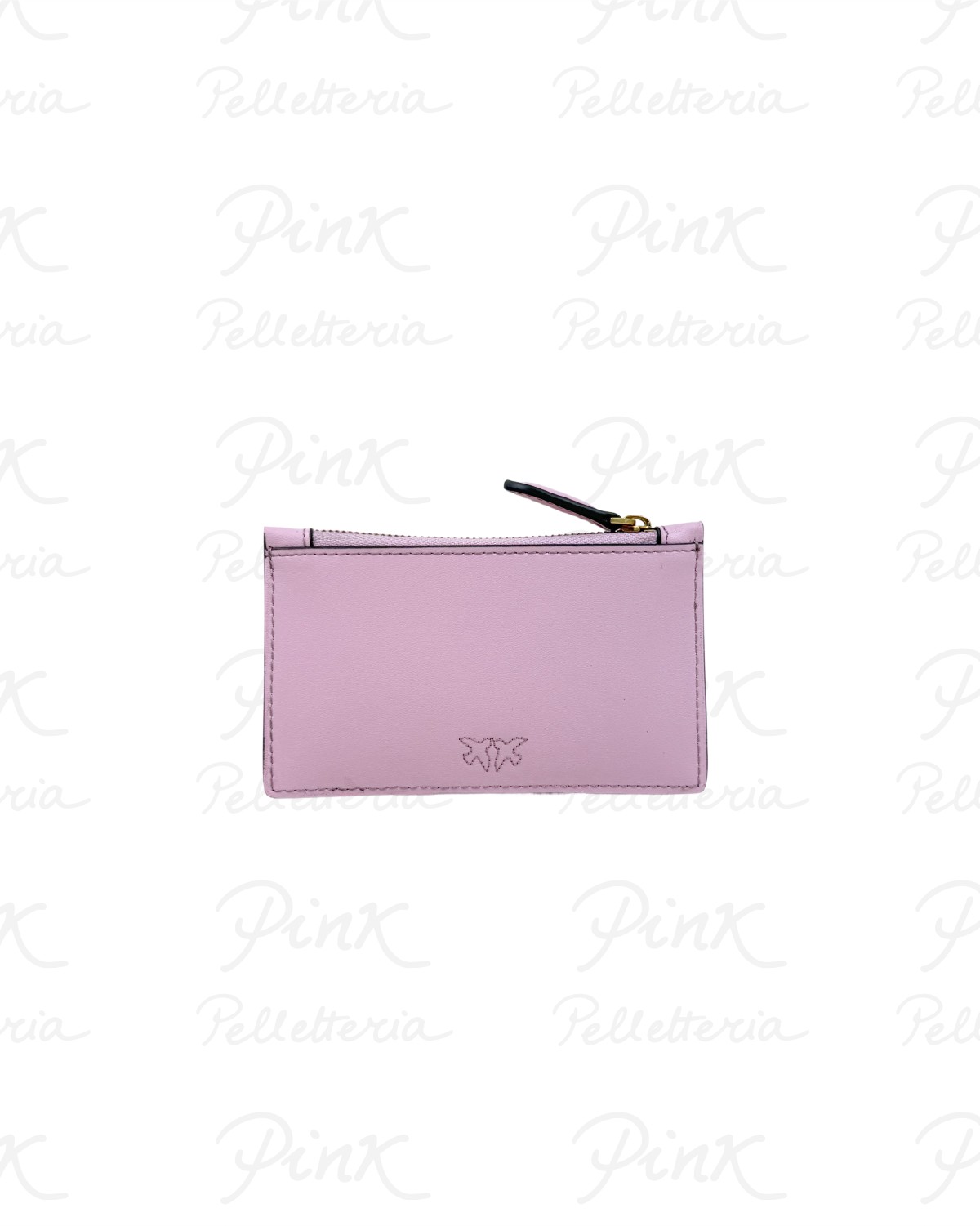 PINKO Airone Cardholder Vitello Seta 100251-A0F1-P26Q Rosa Chiaro-Antique Gold