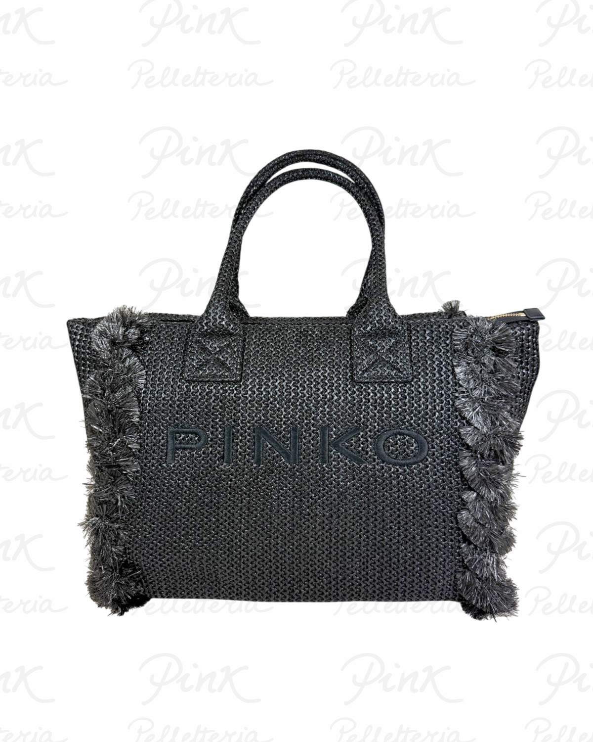 PINKO Beach Shopper Rafia 106673-A39Y-Z99Q Nero-Antique Gold