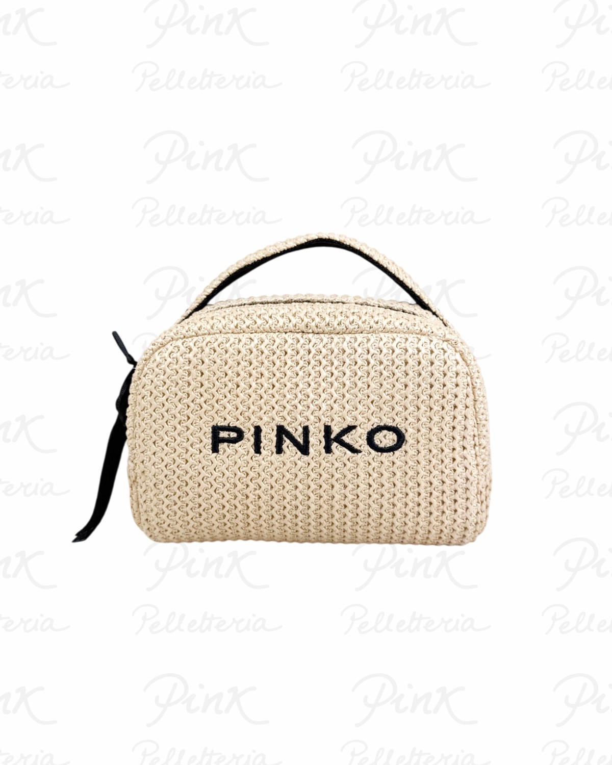 PINKO Necessaire Rafia 106717-A39Y-HZ3Q PagliaNero-Antique Gold