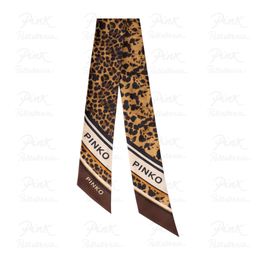 PINKO Samba Foulard Sottile Twill Maculato 106652-A38F-L3Z Marrone/Nero/Ecru'