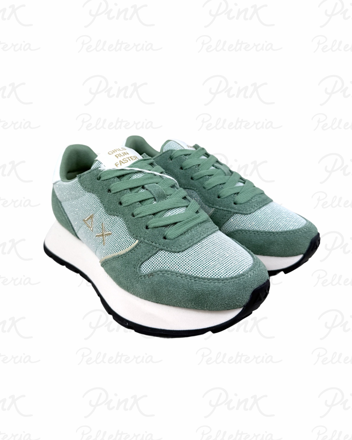 SUN68 Ally Glitter Textile Sneaker Donna BZ36203 84 Verde Salvia